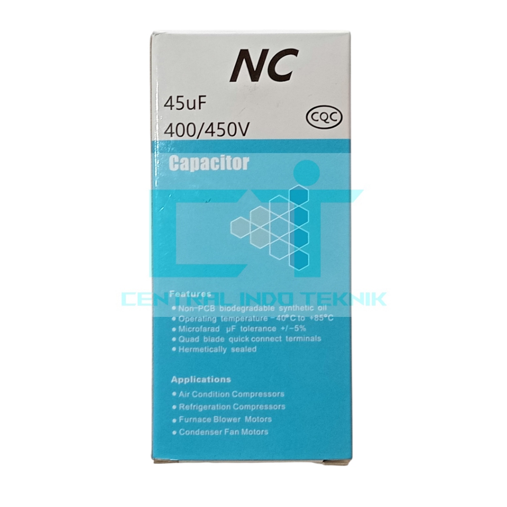 KAPASITOR OUTDOOR AC CAPACITOR AC MERK NC 2 KAKI UKURAN 15UF 40UF 45UF 50UF CAPASITOR KOMPRESOR AC K