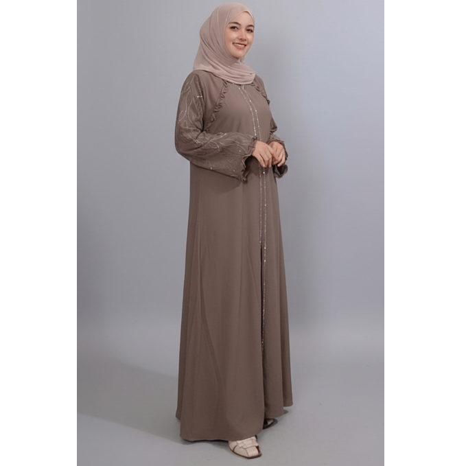 SELINA - Gamis Abaya Malay Terbaru Aksen Manik Manik Cantik Bahan Sabrina Anti UV Premium