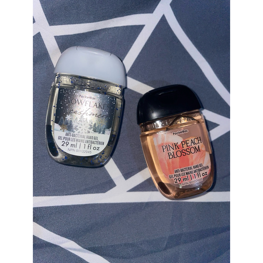 [SALE] BBW PocketBac Hand Sanitizer Snowflakes & Cashmere Pink Peach Blossom 29mln