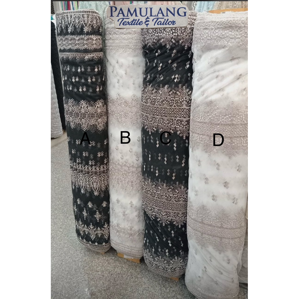 Kain Tille  EMBROIDERY ETNIK  || Harga Per Setengah Meter (50 cm)