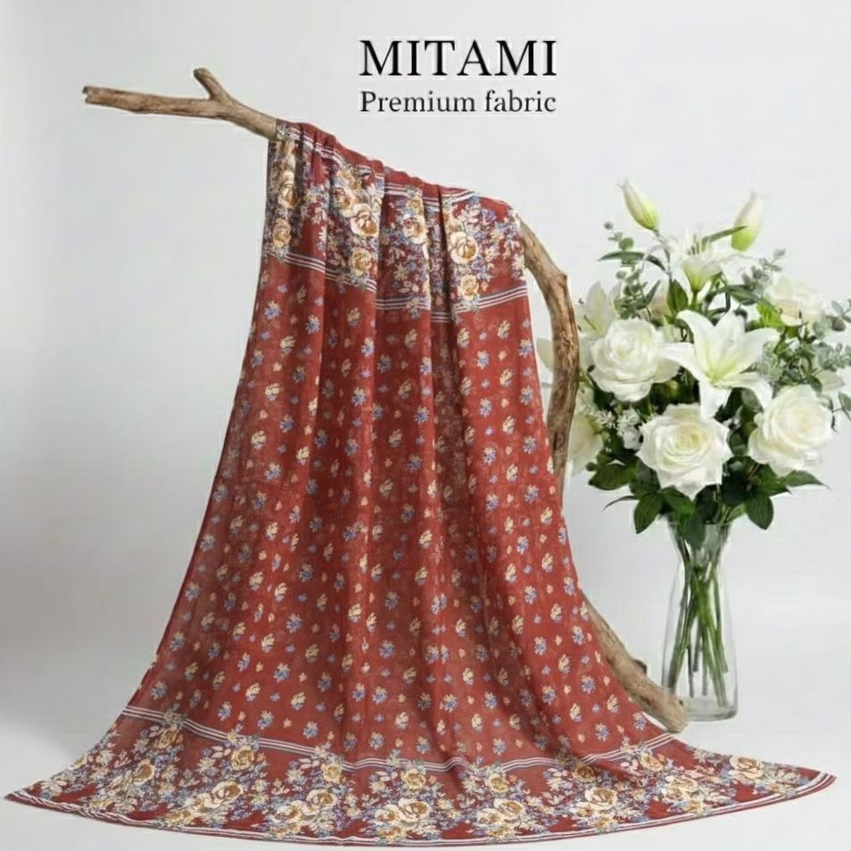 Kain Ceruty Babydoll Premium Motif Bunga Mawar Shabby - Bahan Ceruti Motif Floral (Harga Per 0,5)ADH