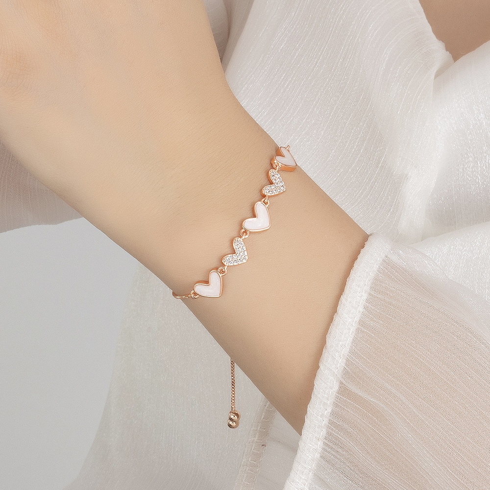 Gelang Korea Berlapis Perak Zirkon Ungu Muda Elegan Anti Karat (COD)