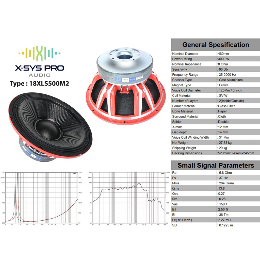 Speaker 18 Inch XSYS 18XLS500M2 Power 3000Watt