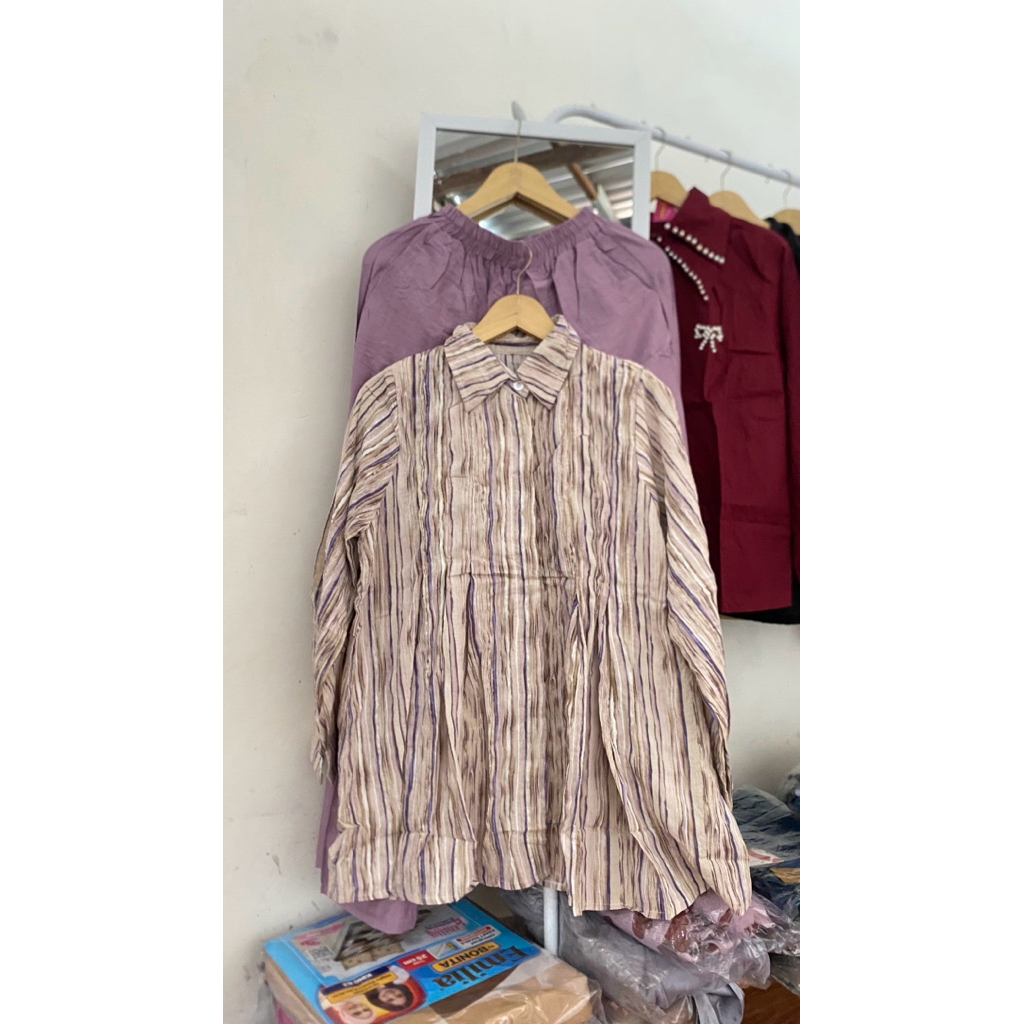 one set abstark celana kulot katun