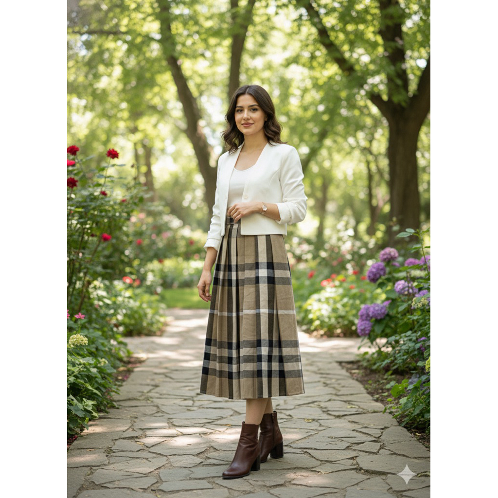 ROK WANITA FLANEL 7/8 MIDI TARTAN / ROK PAYUNG / ROK PAYUNG KOTAK CASUAL PREMIUM