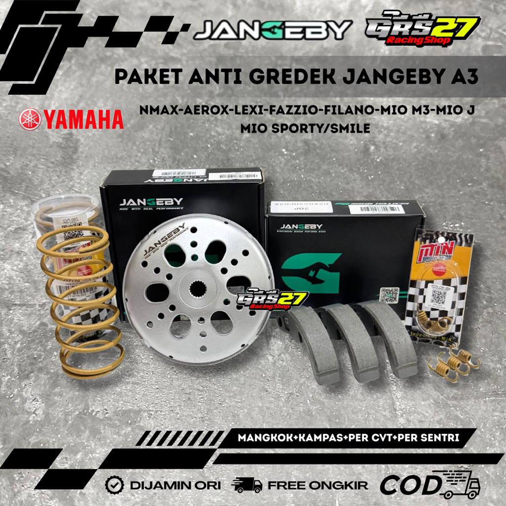 PAKET ANTI GREDEK JANGEBY A3 MANGKOK SET KAMPAS GANDA PER CVT DAN PER SENTRI JANGEBY NMAX AEROX LEXY
