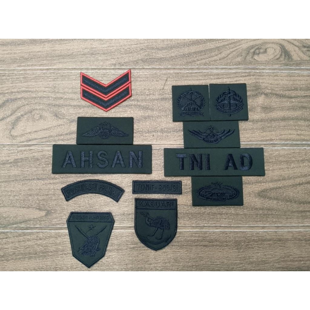 FULL 1 SET PAPAN NAMA BORDIR ATRIBUT TNI AD MALVINAS PERKERAS