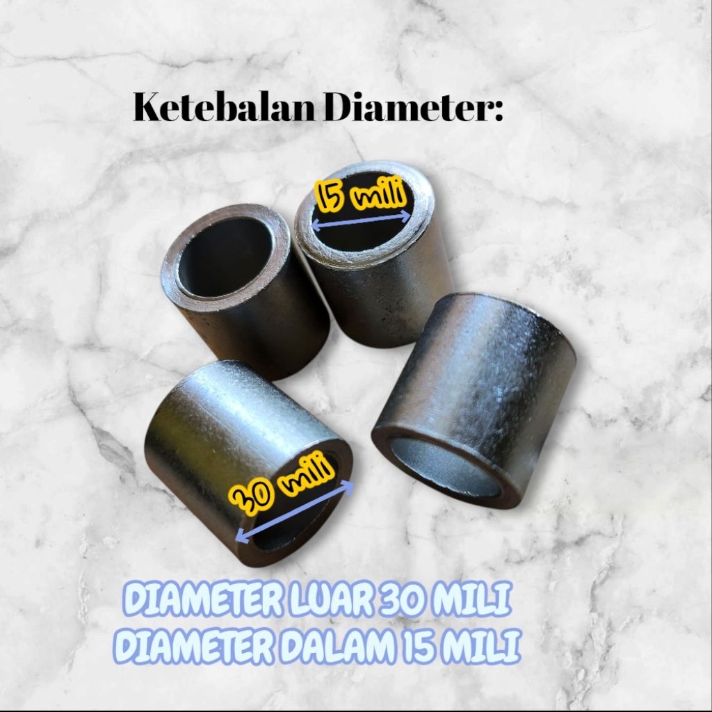 Bosh As Besi Diameter Luar 30 Mili Diameter Dalam 15 Mili