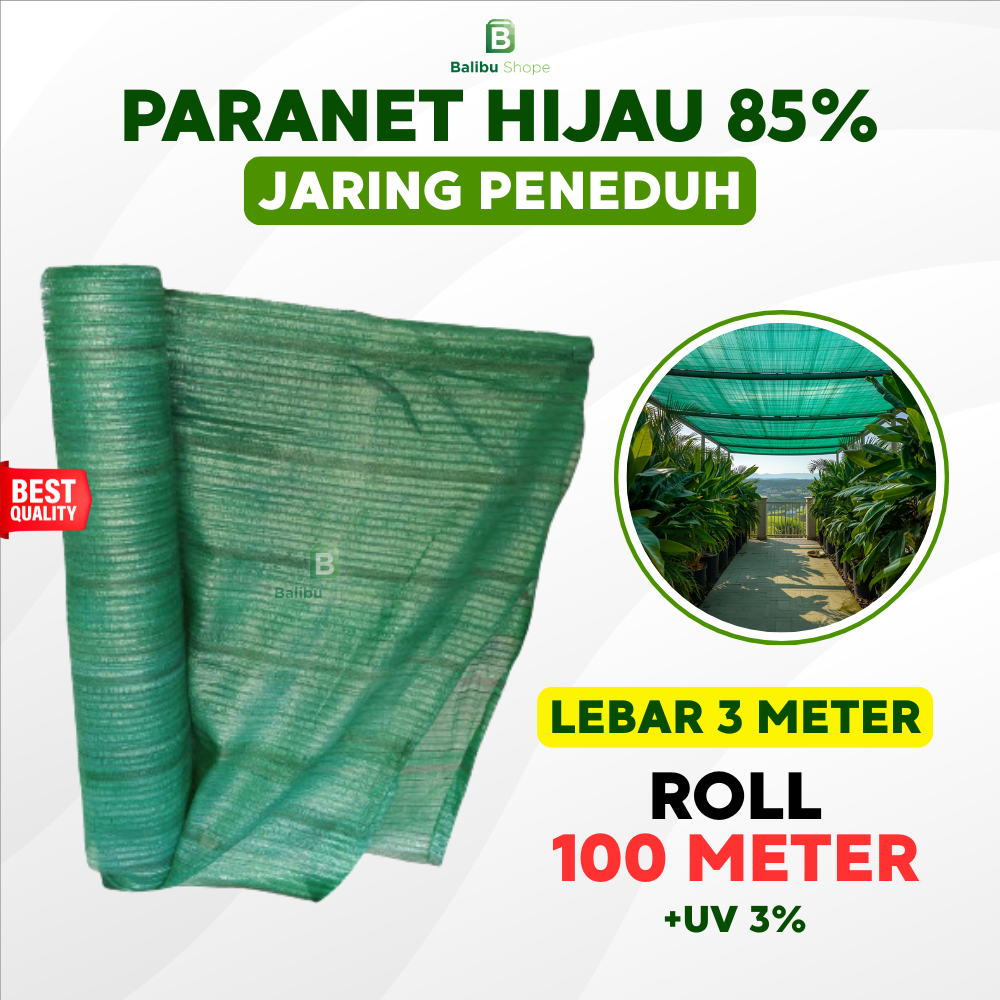 Jaring Paranet 85% Roll 3 Meter x Panjang 100 Meter Hijau Peralatan Berkebun