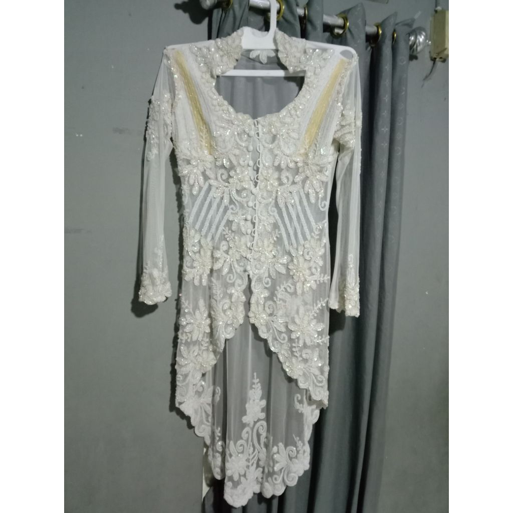 preloved kebaya Payet pengantin putih | kebaya wanita akad nikah Payet longback
