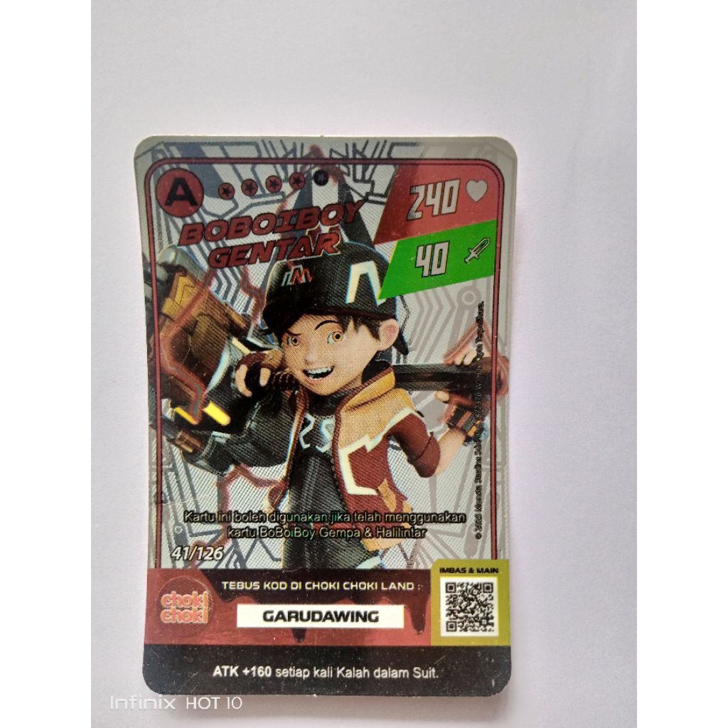 kartu Boboiboy gentar original Choki Choki kartu silver