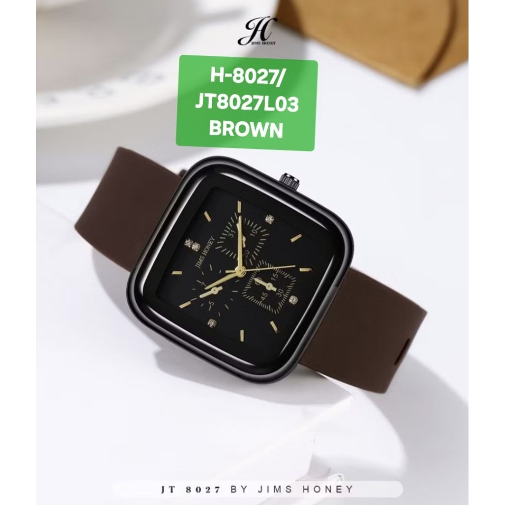 Jam Tangan Fashion UNISEX bisa utk cewek/cowok JH.-JT 8027L03(brown)