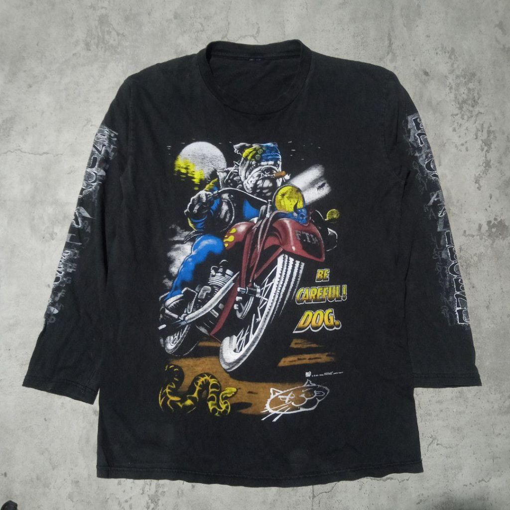 baju kaos tangan panjang  motor vtg vintage rock eagle hitam
