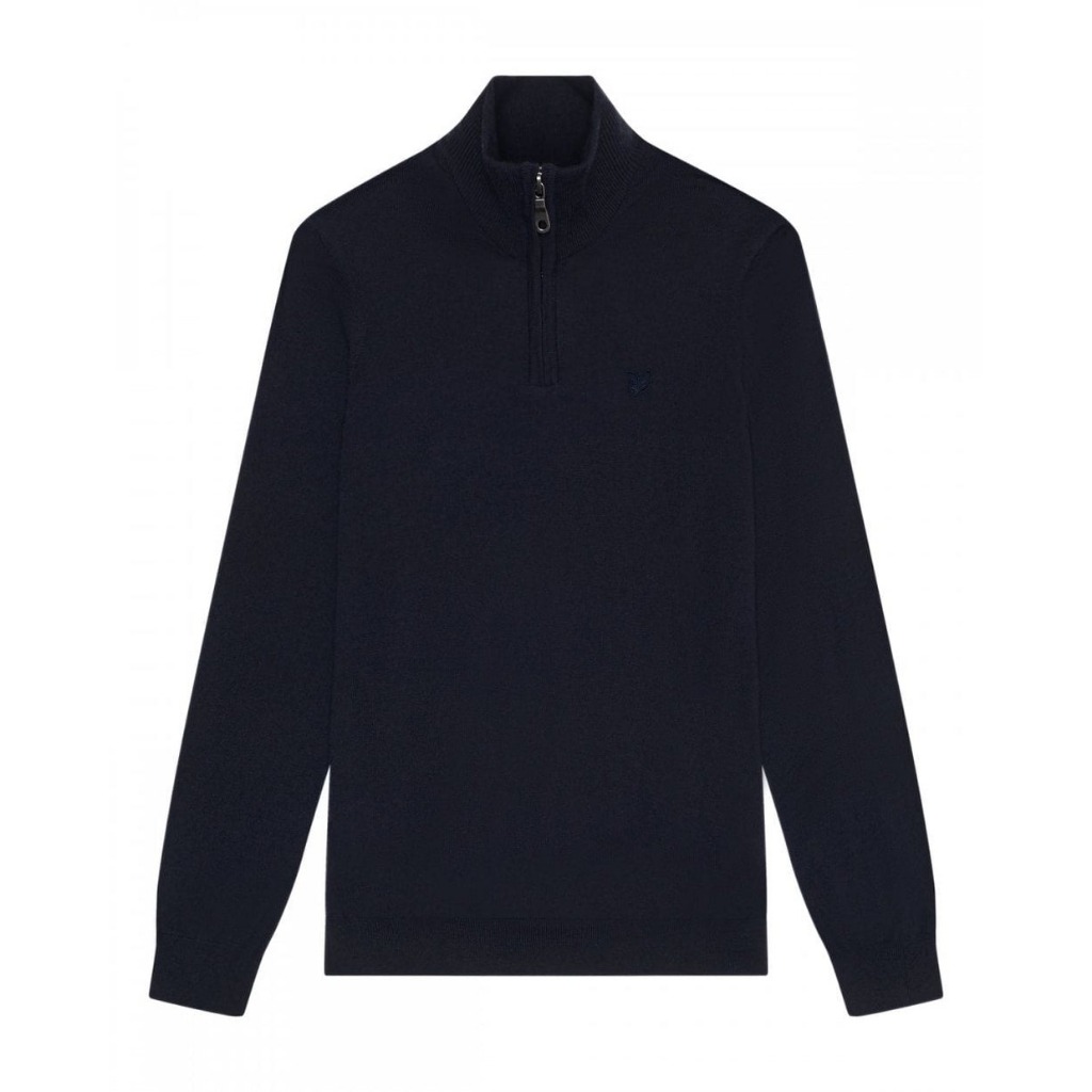 Lyle & Scott Tonal Eagle Merino Quarter Zip Jumper (Navy) Original