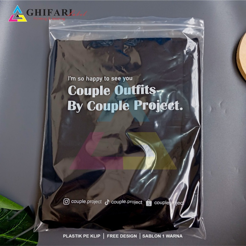 Plastik klip  bening sablon custom (min 1000 pcs )kantong plastik,plastik packing pakaian,plastik pa