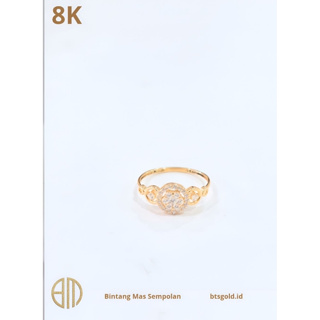 CINCIN PERMATA BULAT MODEL SIMPLE ELEGAN EMAS ASLI