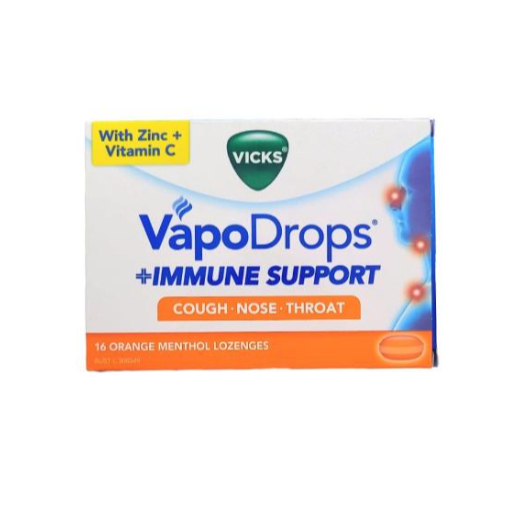 VICKS VAPODROPS IMMUNE SUPPORT COUGH NOSE THROAT ORANGE