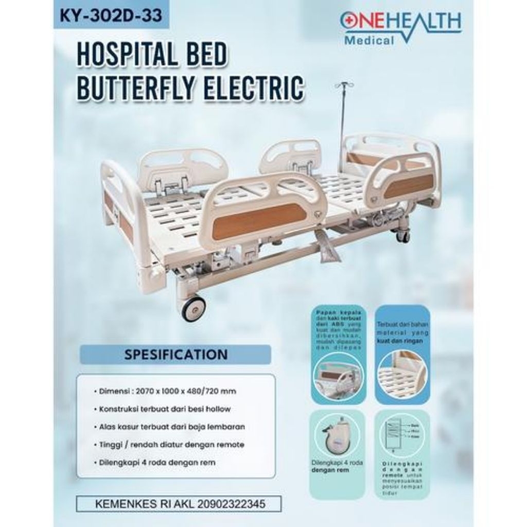 Bed Pasien Hospital Elektrik 3 crank + Matras