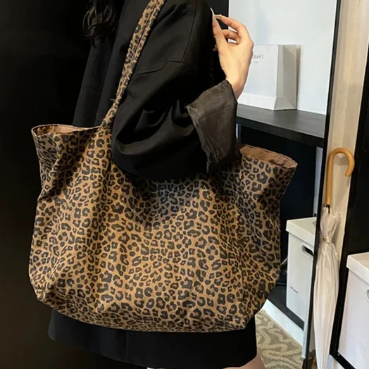 [Bear]Tote Bag Leopard Premium Kanvas Tas Wanita/Totebag Wanita Besar/Tas Korean Style Import Premiu