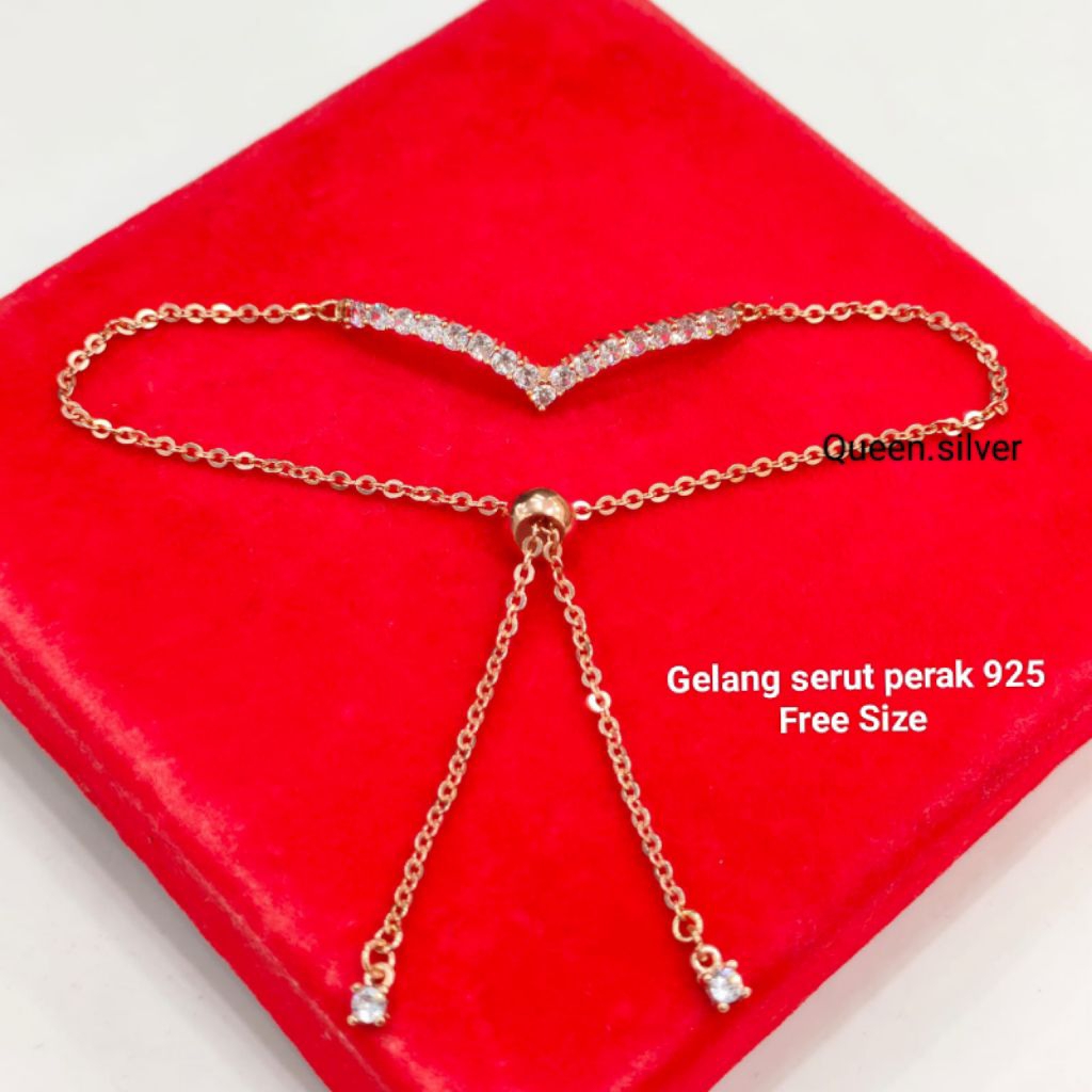 Gelang Perak 925 Asli Lapis Emas Model Gelang Serut Fuji