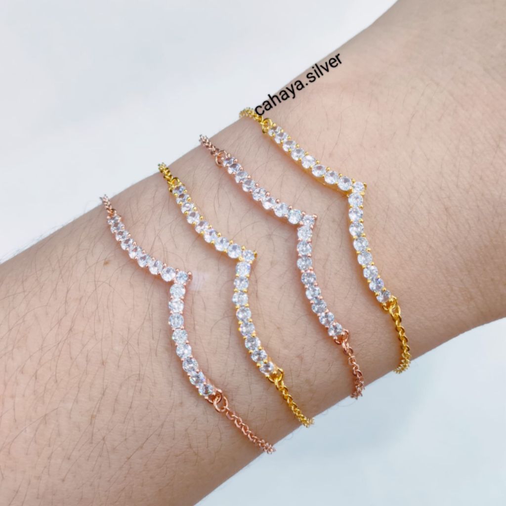 Gelang Perak 925 Asli Lapis Emas Model Gelang Serut Fuji