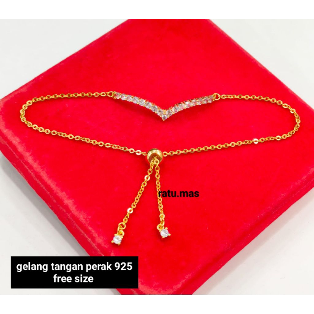 Gelang Perak 925 Asli Lapis Emas Model Gelang Serut Fuji