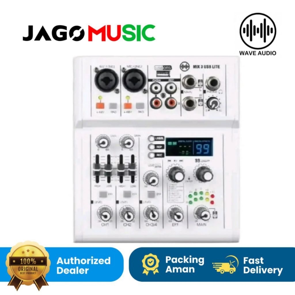 Wave Audio MIX3USB LITE Personal Monitor Mini Mixer MIX 3USB LITE Digital Mixer Bluetooth