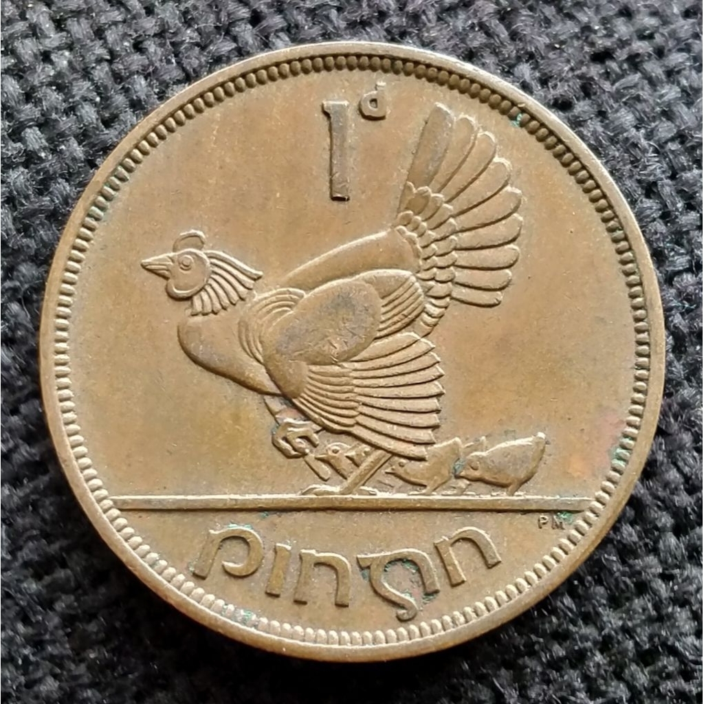 Koin Kuno Irlandia 1 Pingin Ayam tahun 1946 nice detail
