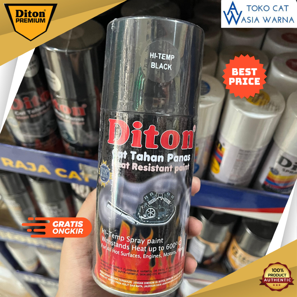 Diton Hi Temp Black (300cc) | Cat Semprot Pilox Anti Panas Cat Diton Pilox Pilok | Cat Tahan Panas K