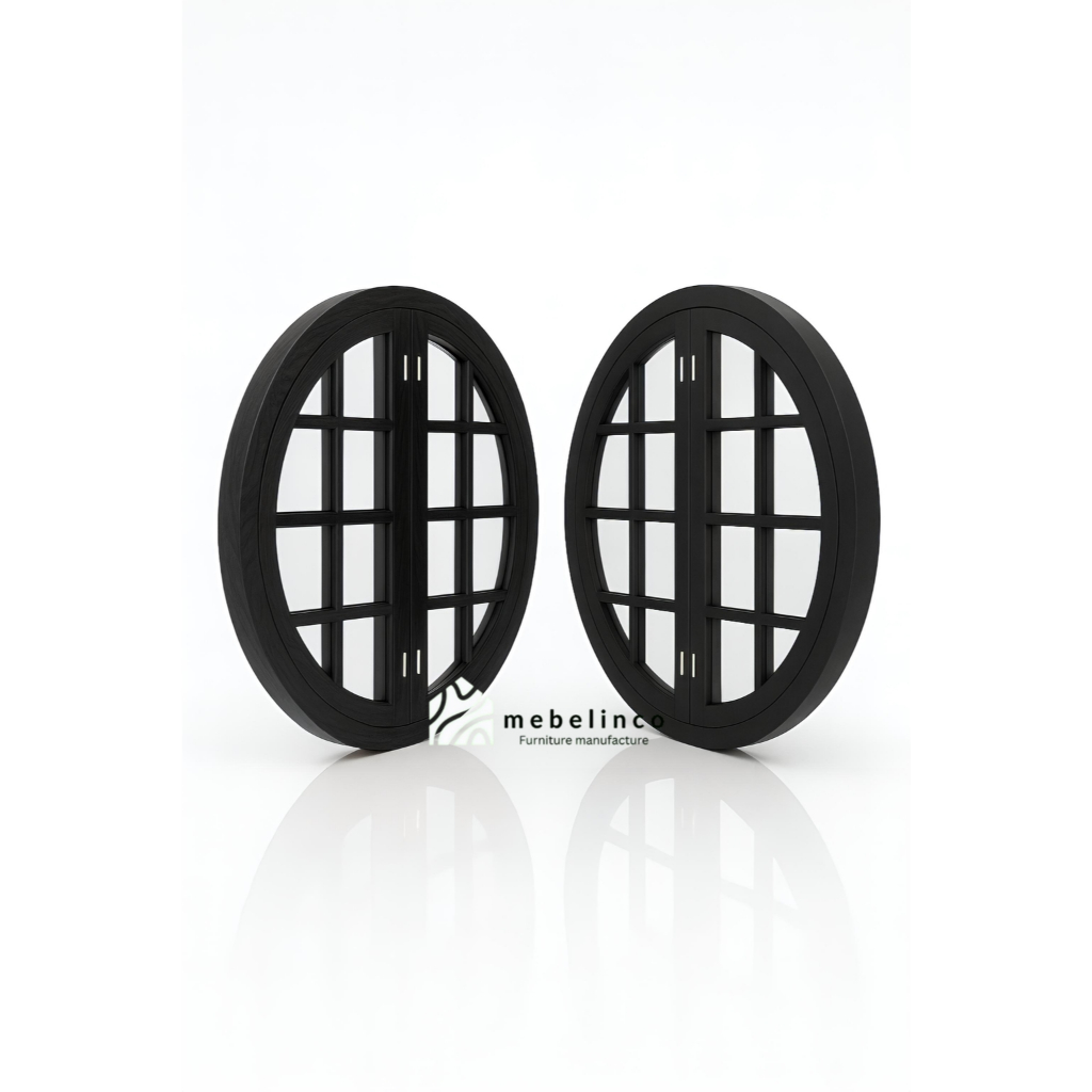 Jendela Kusen Bulat Putar Kayu - Jendela Kayu Minimalis - Kusen Jendela Kayu Jati - Jendela Rumah JB