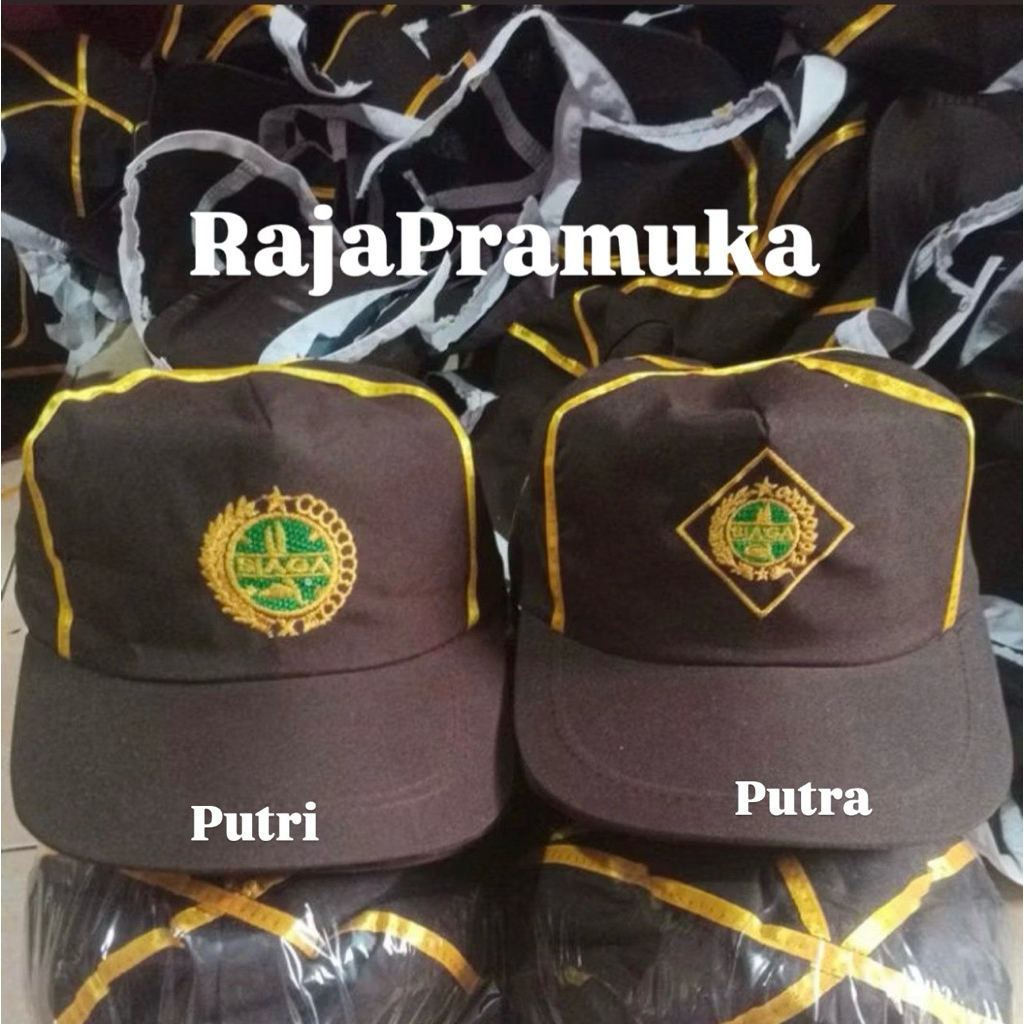 Topi Siaga Pramuka Topi Pramuka SD Bordir Lis Pita Kuning