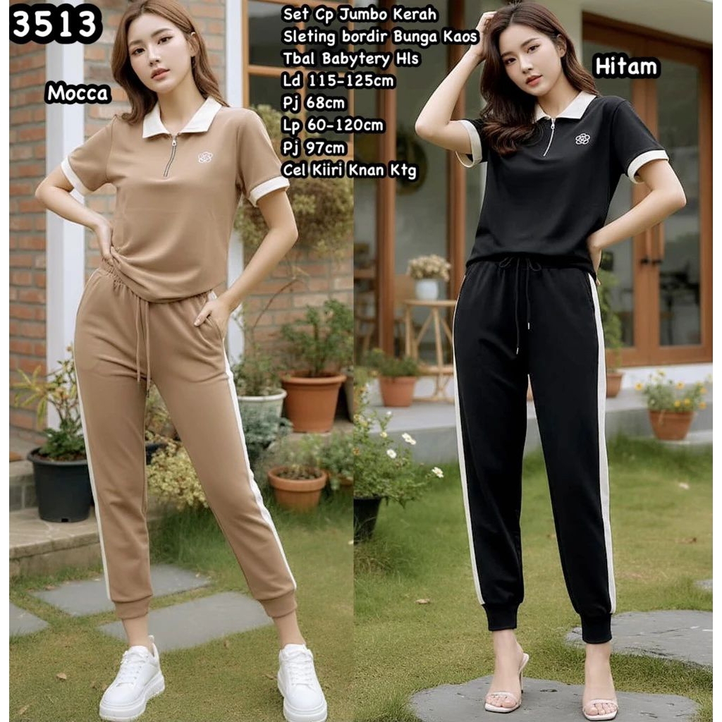 setelan celana panjang cewek kaos babyterry 3513
