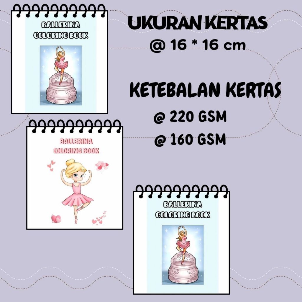 BALLERINA Tema Buku Mewarnai Murah Kertas BC Tebal 220 gsm Gambar Bagus Jelas Hd Spiral Kawat Premiu