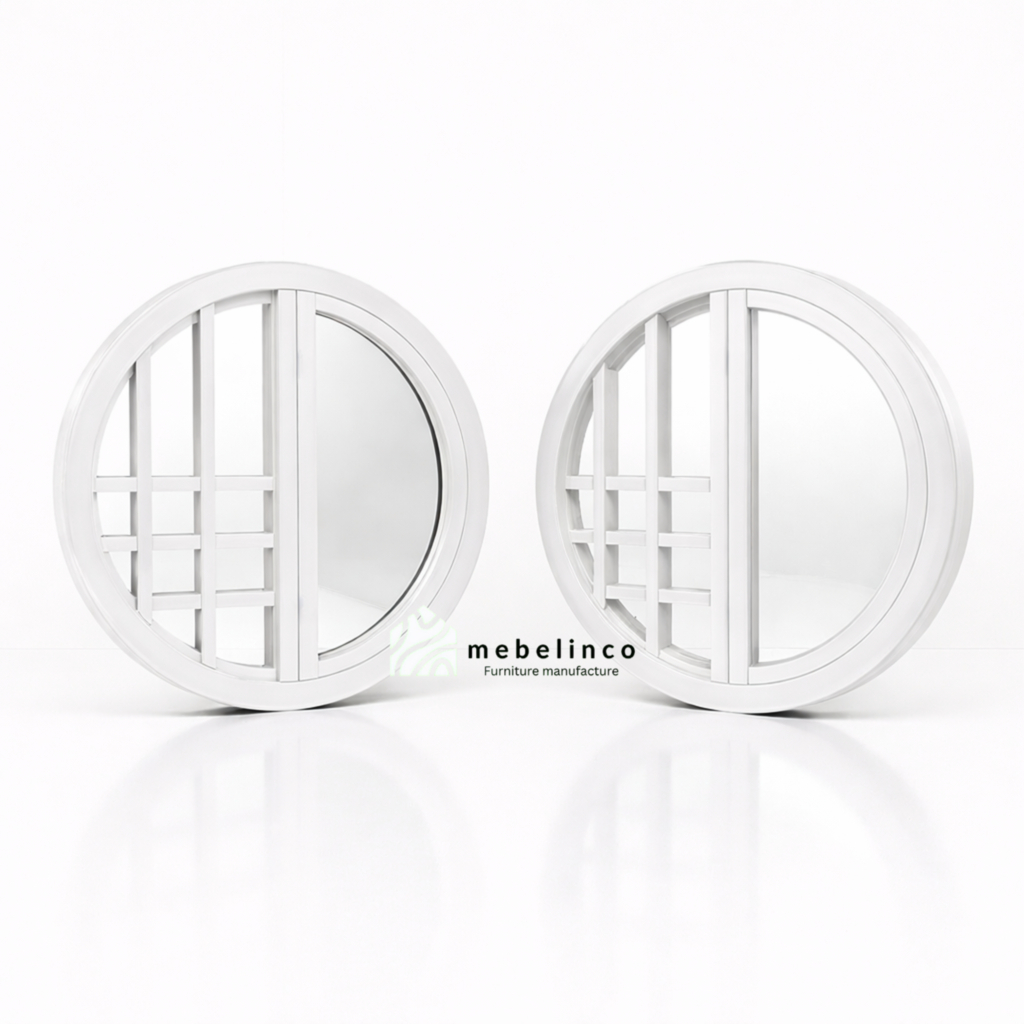 Kusen Jendela Bulat Putar Kayu Jati -Kusen Jendela Kayu Minimalis  - Jendela Rumah - JB3