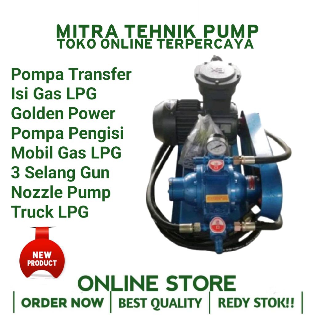 Pompa Transfer Isi Gas LPG Golden Power Pompa Pengisi Mobil Gas LPG 3 Selang Gun Nozzle Pump Truck L
