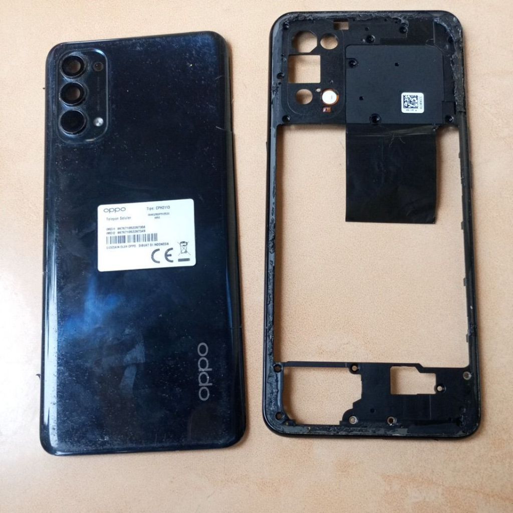 backdoor+bezel tulang tengah oppo reno 4 ori copotan