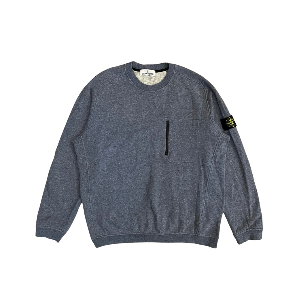 STONE ISLAND CREWNECK SINGLE POCKET BLUE XL