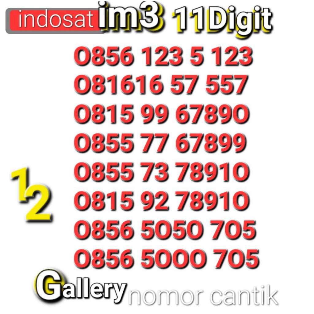 NOMOR CANTIK IM3 11DIGIT 7O5 3333 78910