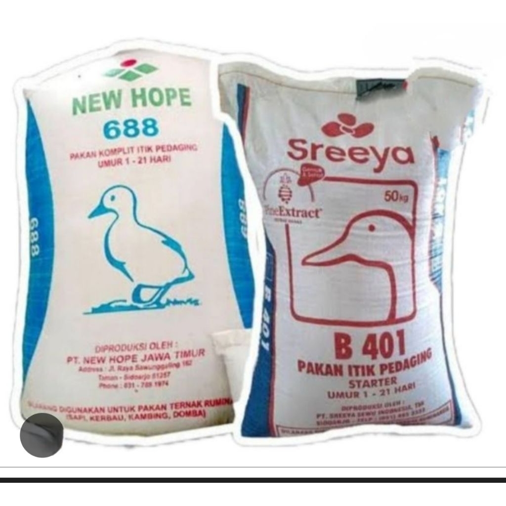 New hope 688 dan Sreeya B401 pakan itik entok bebek pedaging sekilo