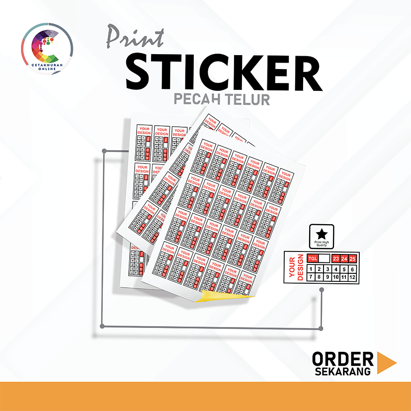 Sticker Segel / Sticker Garansi Ukuran A4 Pecah Telur + Cutting