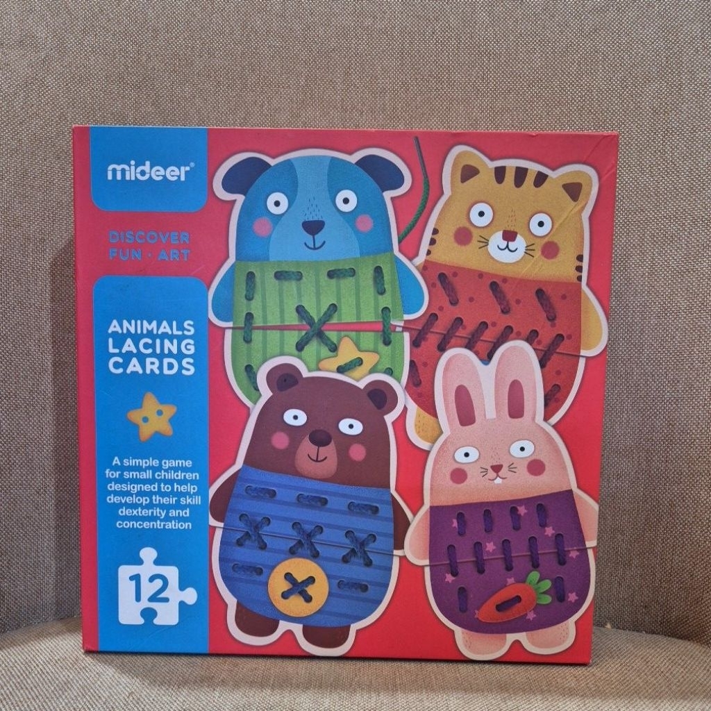 Preloved - Mideer Animal Lacing Card Mainan Edukasi Menjahit Anak