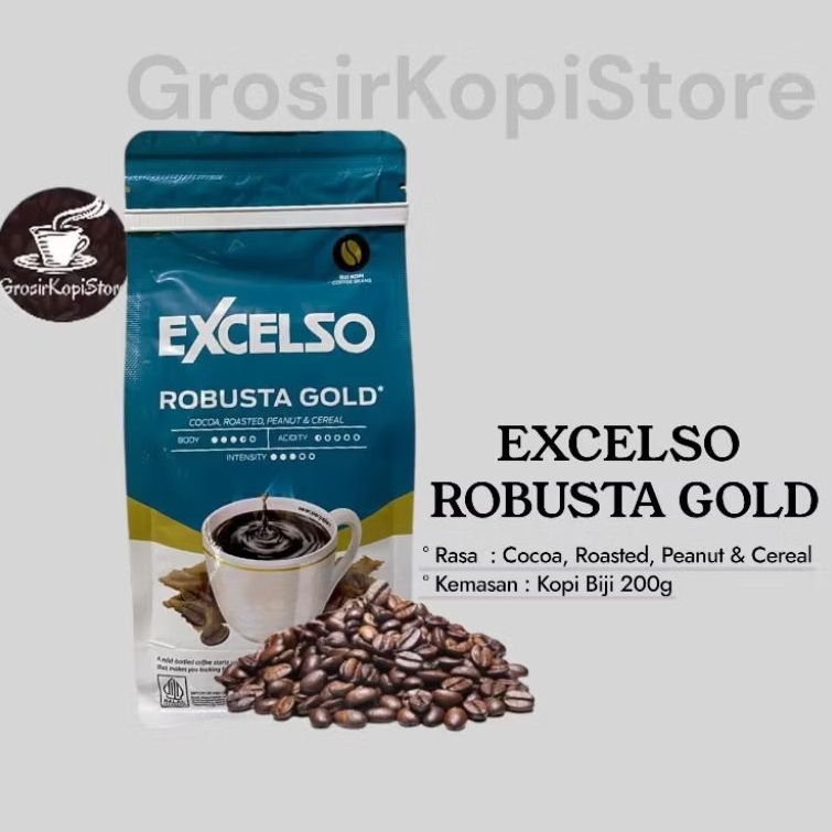 Kopi Biji Excelso Robusta Gold 200g| Coffee Bean Excelso