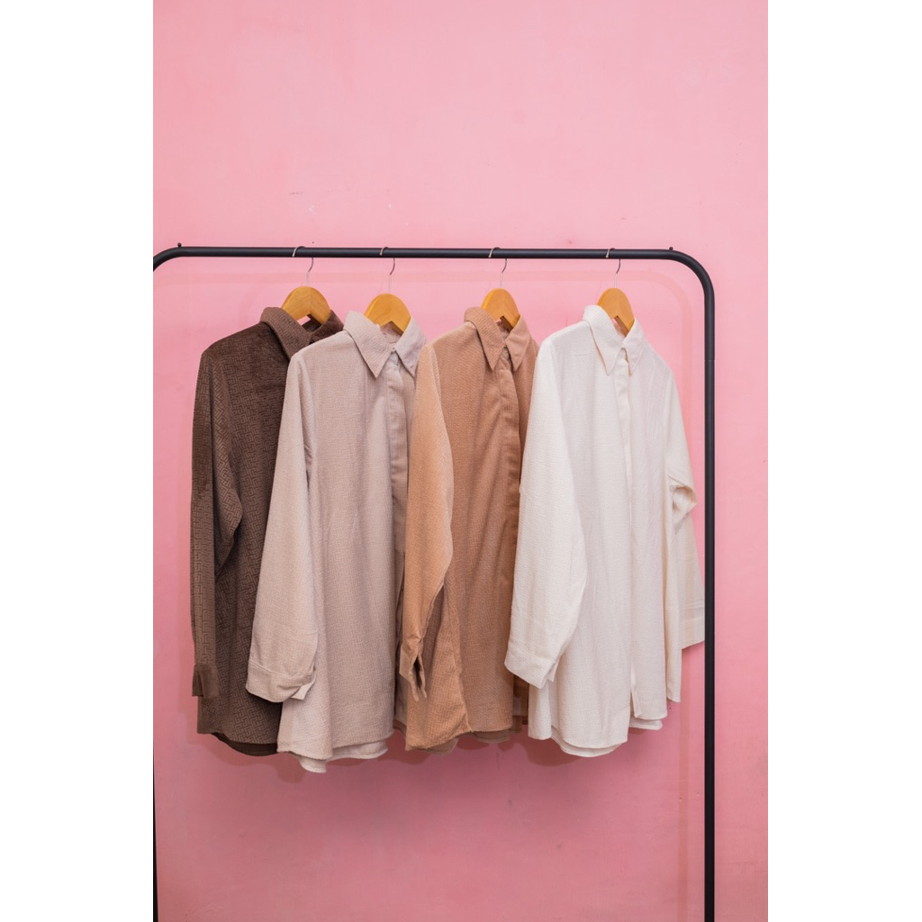 KEMEJA SUEDE PREMIUM MOTIF BALMAIN