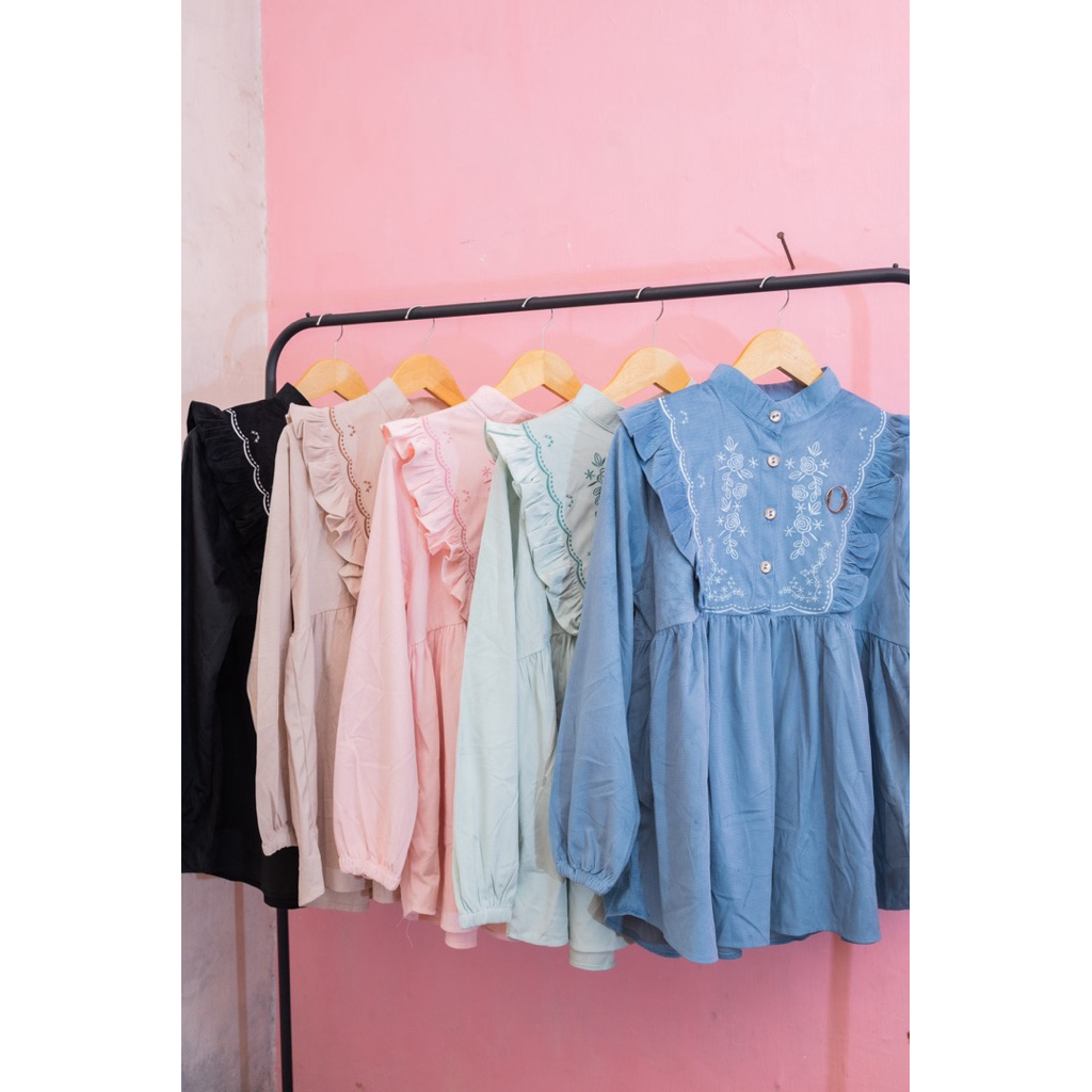 BLOUSE RUFFLE BORDIR BUNGA