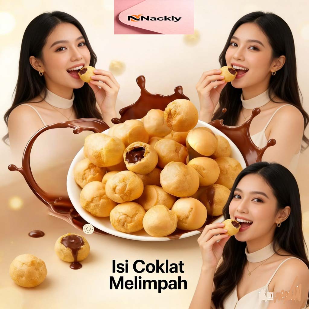 Soes Cokelat Malona 500g/1000g Makana Kue Sus Kering Isi Coklat Lumer murah Hadiah Cemilan Halal