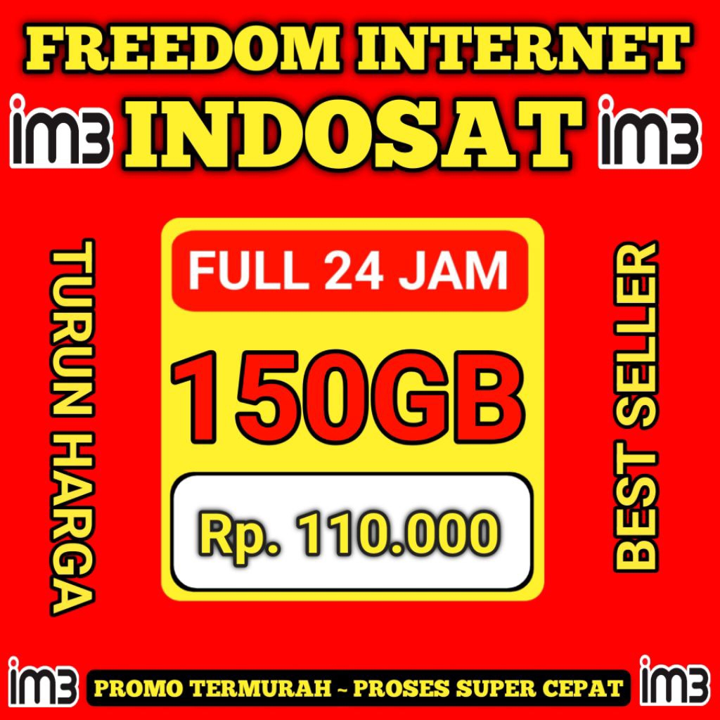 SUPERPROMO KUOTA INDOSAT 100GB FULL 24 JAM - PAKET INDOSAT FREEDOM INTERNET - TANPA CEK NOMOR