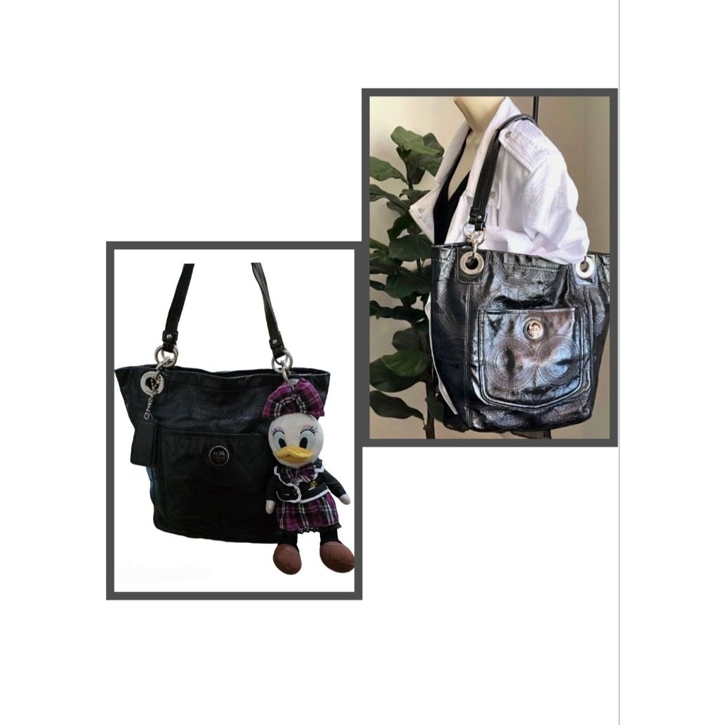 COC Vintage Black Signature bag Patern Leather