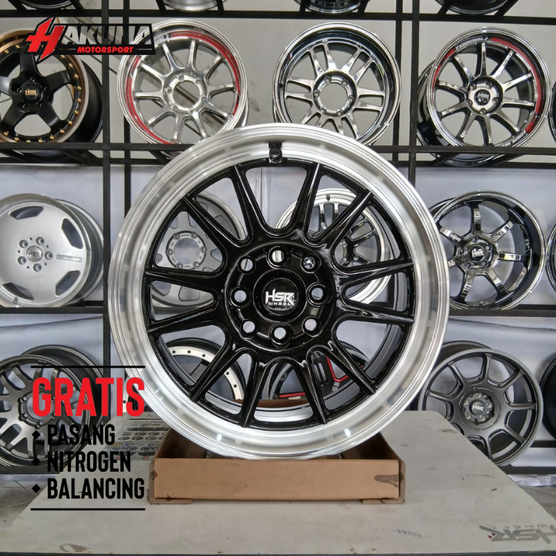 Velg Jdm Ring 15 Mobil Brio,City,Jazz,Agya,Yaris,Avanza,Xenia Pelek R15 Hsr Ende Hitam Polish