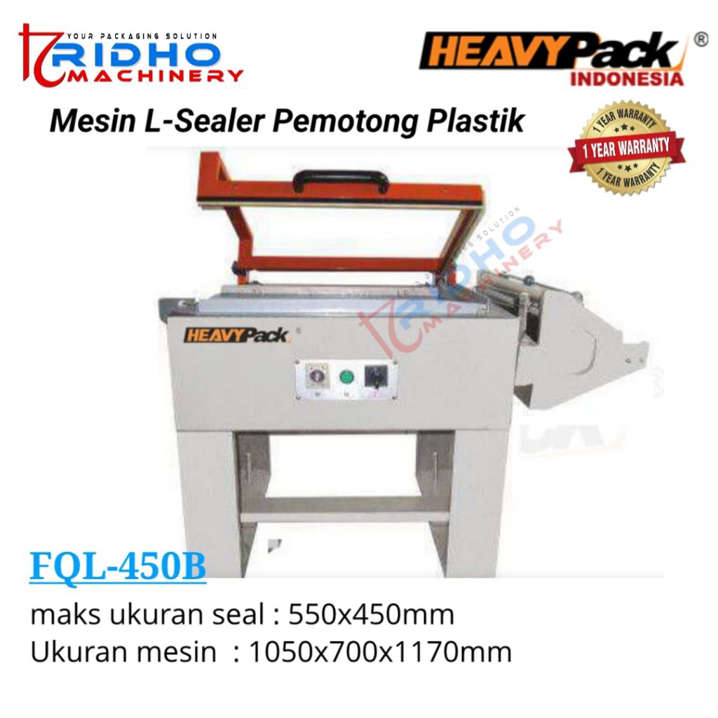 L Bar Sealer mesin pemotong plastik Shrink FQL-450B HEAVYPACK