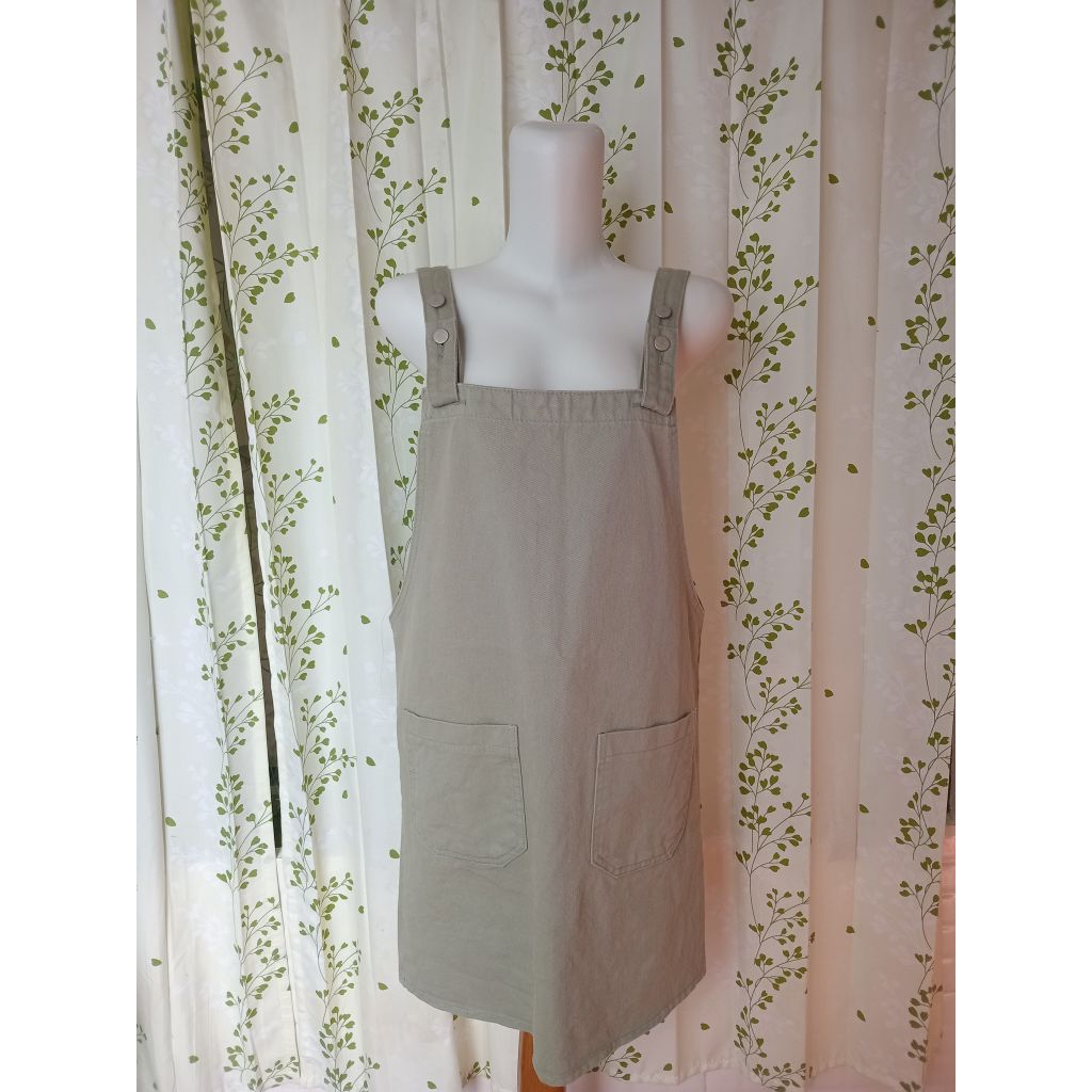 Overall jeans rok wanita warna hijau matcha